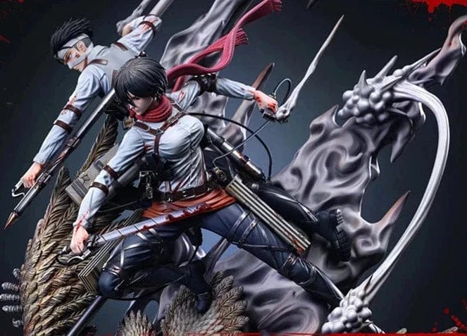 Figurine Édition Limitée en Resine Livai-Mikasa vs Eren Royaume Figurine